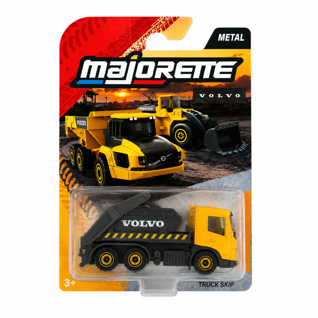Majorette Volvo Truck Skip 1:64 Scale Die-Cast Construction Truck | Metal Miniature Vehicle