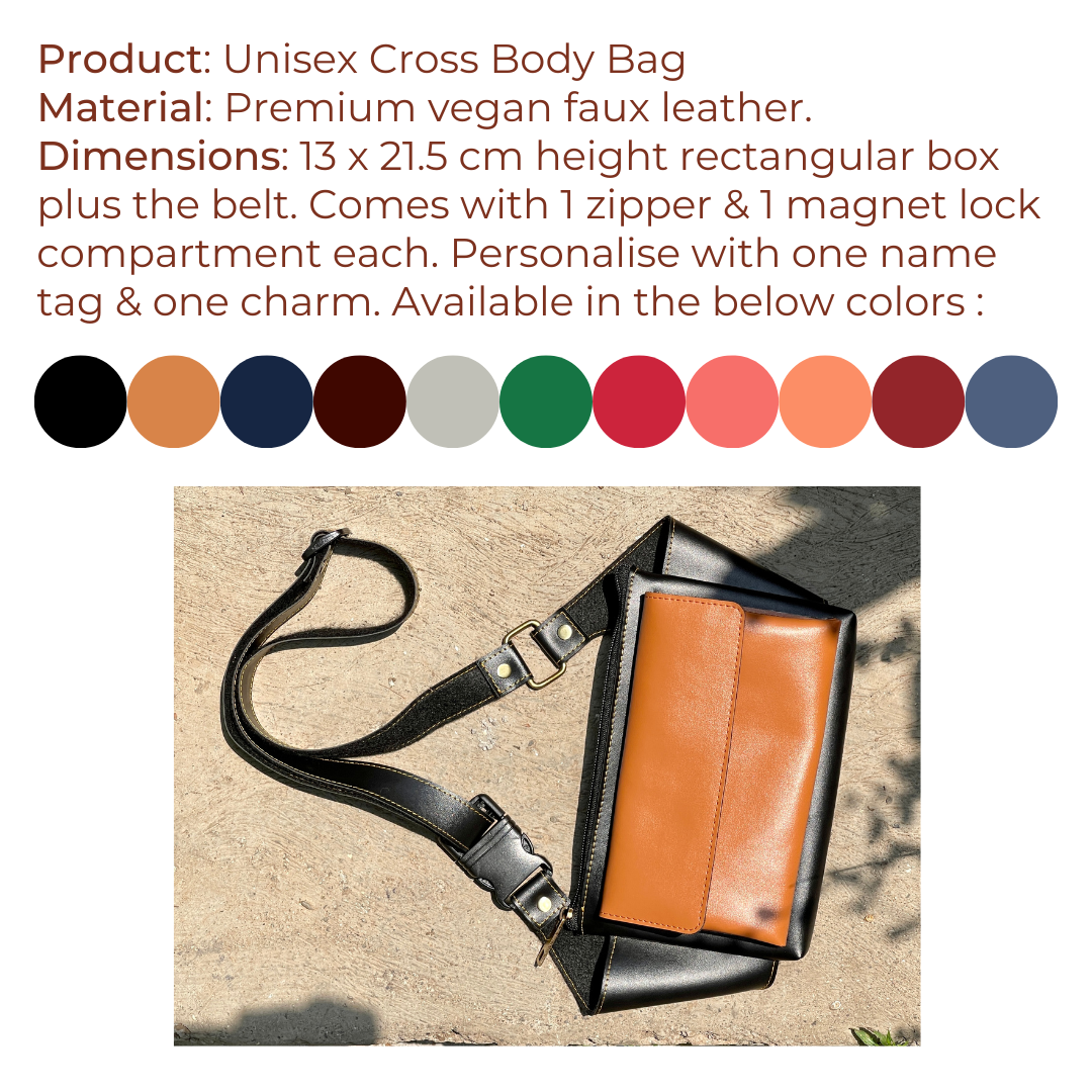 Personalised Unisex Cross Body Bag 1.0 ( No Cod on personalised Orders ) - Prepaid Orders Only