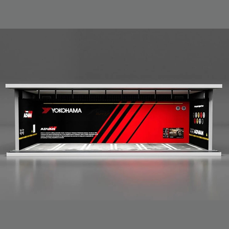 MoreArt Yokohama ADVAN Garage Diorama with LED Lighting – 1:64 Scale Display Scene for Diecast Cars