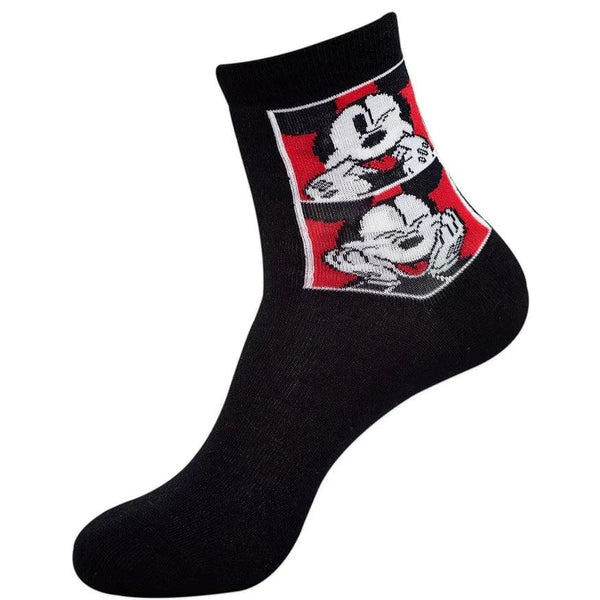 Disney Mickey & Donald High Ankle Socks For Women -Black White - ThePeppyStore