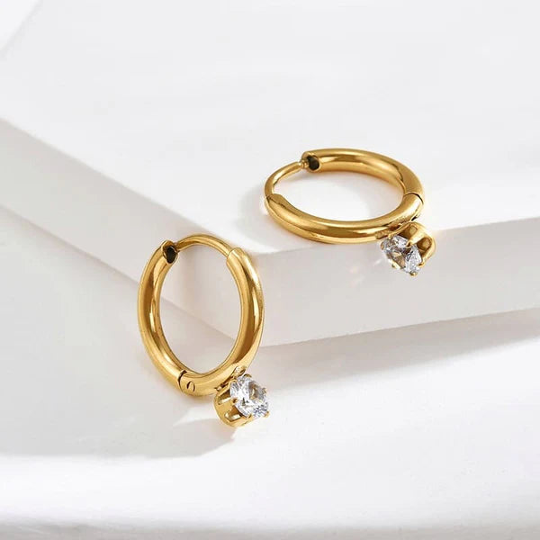 Laila Solitaire Hoop Earrings