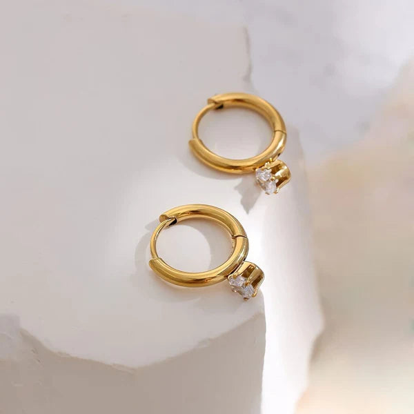 Laila Solitaire Hoop Earrings