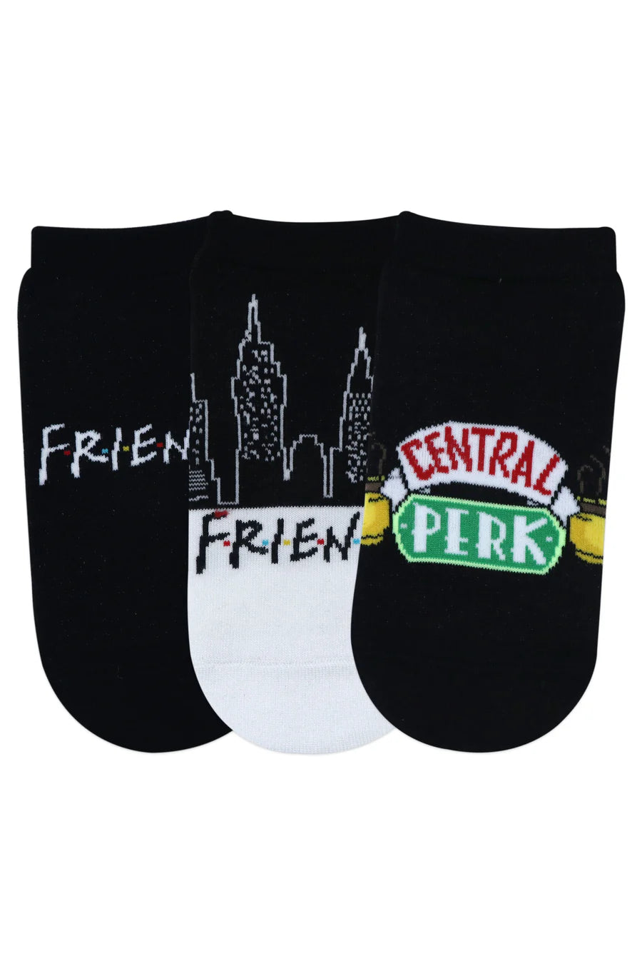 Friends Logo and Central Perk Lowcut Socks For Women - Black (Pack Of 3)