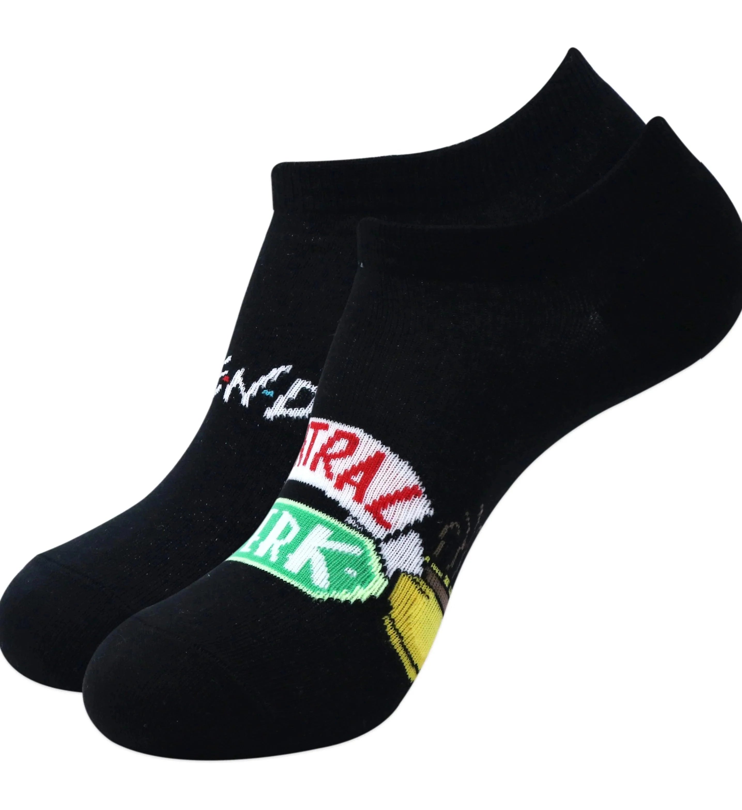 Friends Logo And Central Perk Lowcut Socks For Women - Black - ThePeppyStore