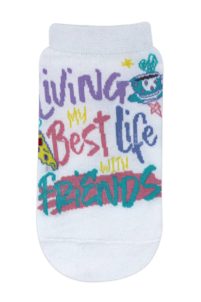 Friends You Are My Lobster & Living My Best Life With Friends Lowcut Socks For Women - White