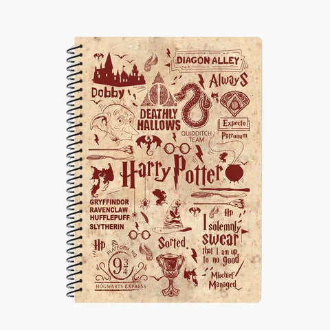 Harry Potter Infographic Red A5 Spiral Notebook