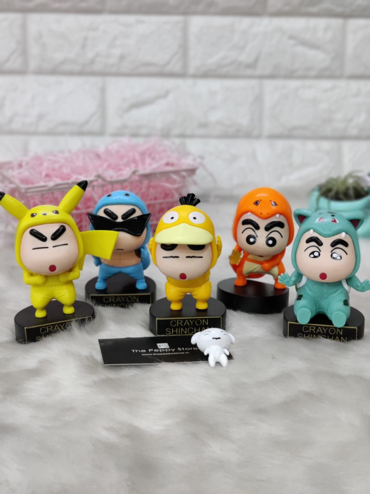 Shinchan Figure Set of 5 - Pokemon's Version - ThePeppyStore