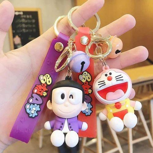 Doraemon Silicon Keychain With Bagcharm And Strap (Select From Drop Down Menu) - ThePeppyStore