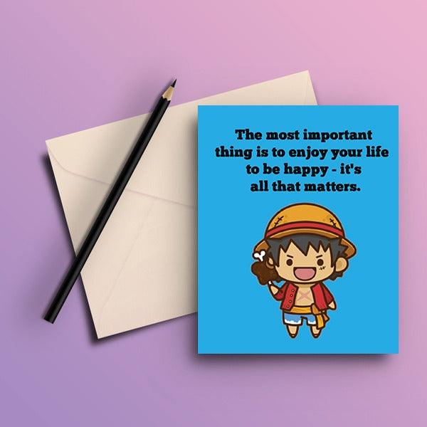 One Piece Luffy Blue Greeting Card - ThePeppyStore