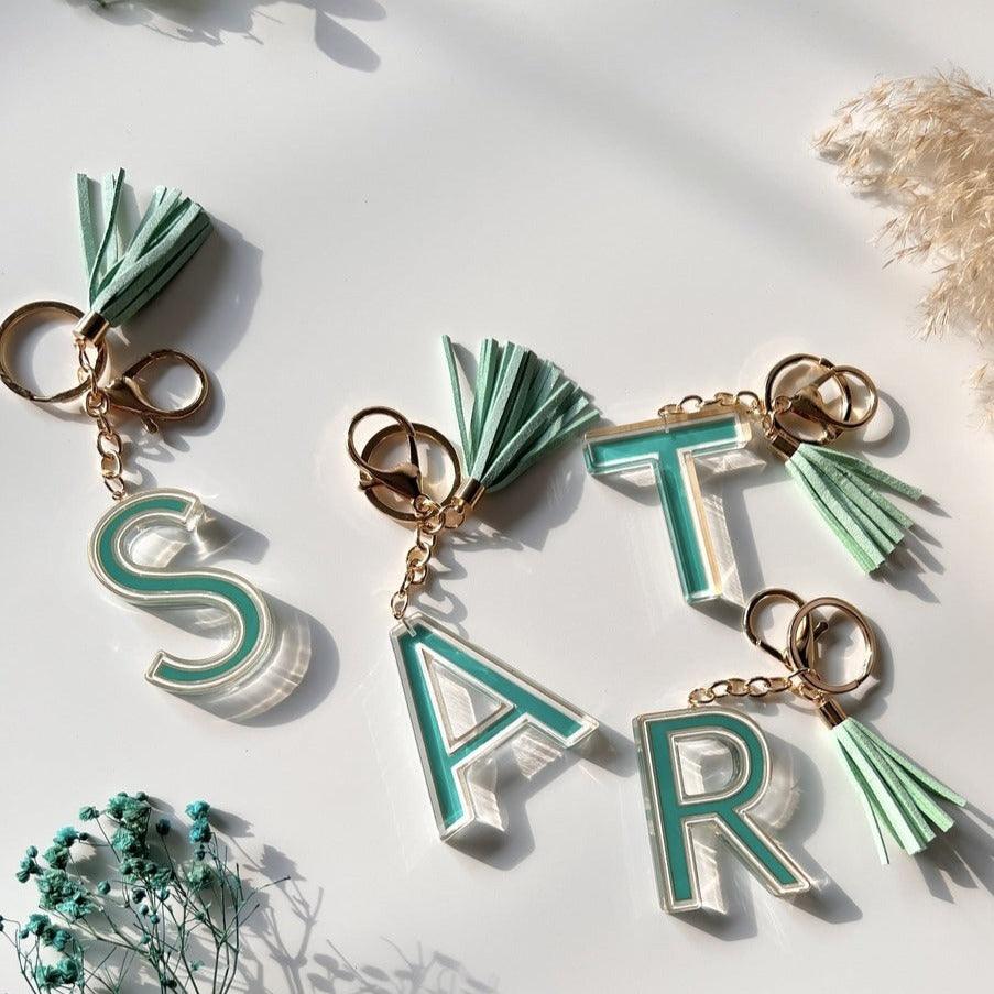 Acrylic Letter Keychains With Bagcharm (Select From Drop Down Menu) - ThePeppyStore