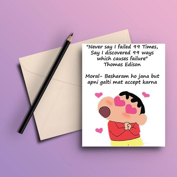 Shinchan - Besharam Quote Greeting Card - ThePeppyStore