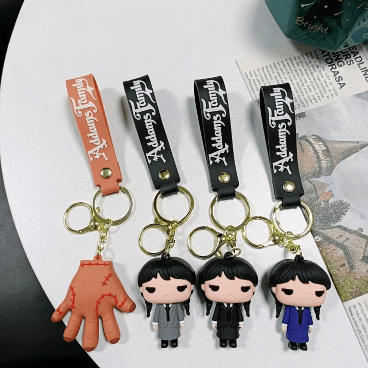 Wednesday Addams Silicon Keychain With Bagcharm And Strap (Select From ...
