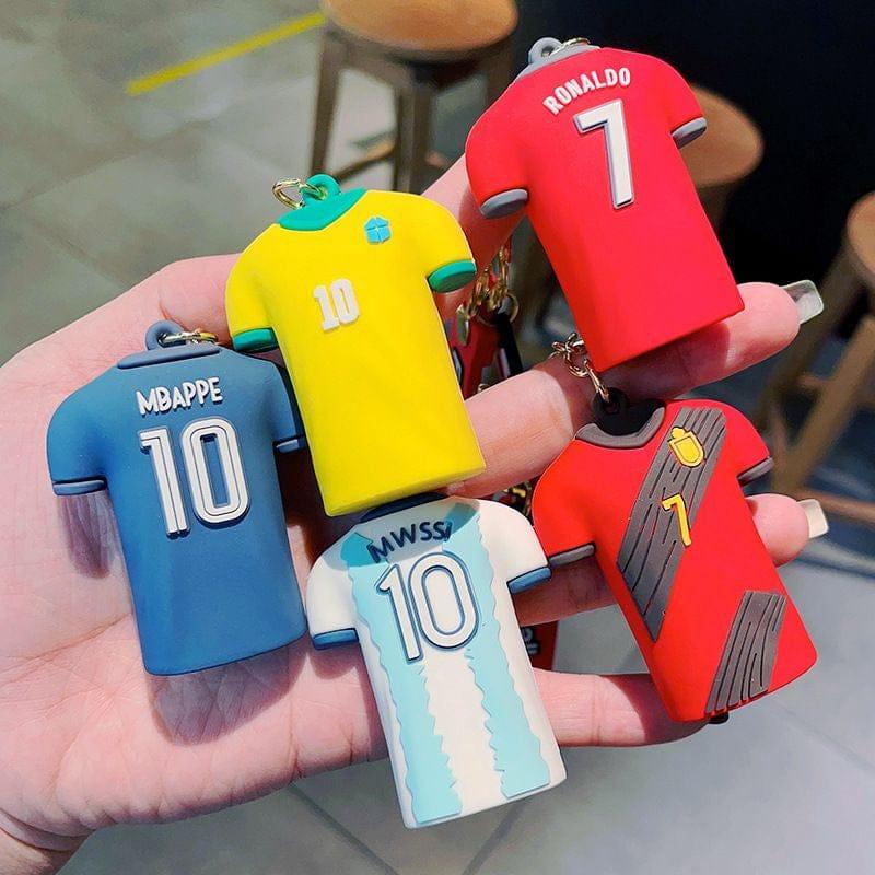 Football Player Jersey Silicon Keychains with Bagcharm and Strap (Select From Drop Down Menu) - ThePeppyStore