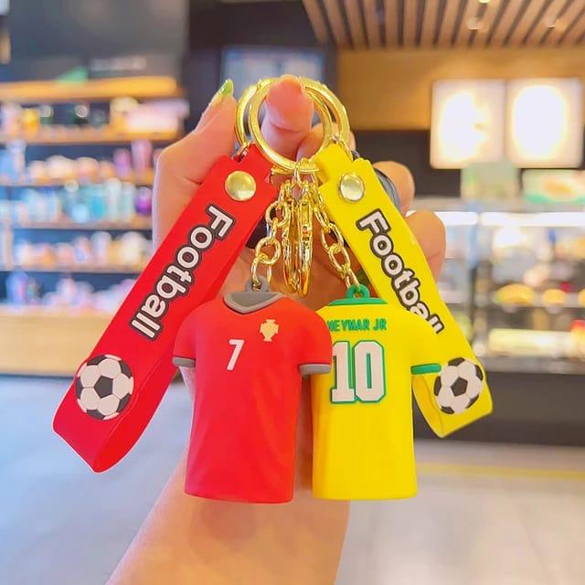 Football Player Jersey Silicon Keychains with Bagcharm and Strap (Select From Drop Down Menu) - ThePeppyStore