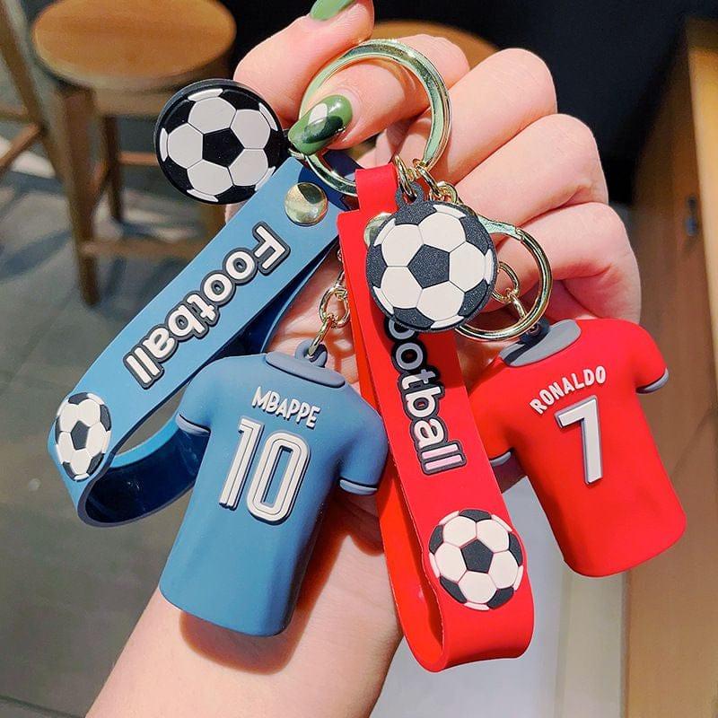 Football Player Jersey Silicon Keychains with Bagcharm and Strap (Select From Drop Down Menu) - ThePeppyStore