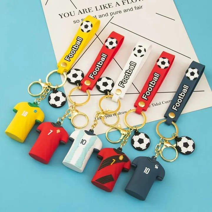 Football Player Jersey Silicon Keychains with Bagcharm and Strap (Select From Drop Down Menu) - ThePeppyStore