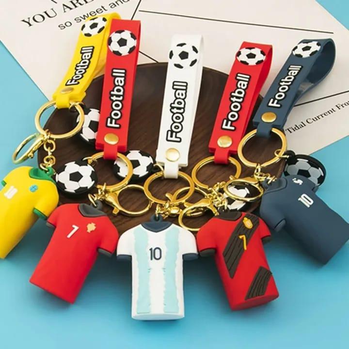 Football Player Jersey Silicon Keychains with Bagcharm and Strap (Select From Drop Down Menu) - ThePeppyStore