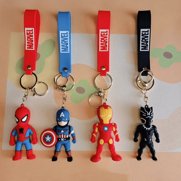Superheroes Silicon Keychain With Bagcharm And Strap ( Choose From the Dropdown Menu) - ThePeppyStore
