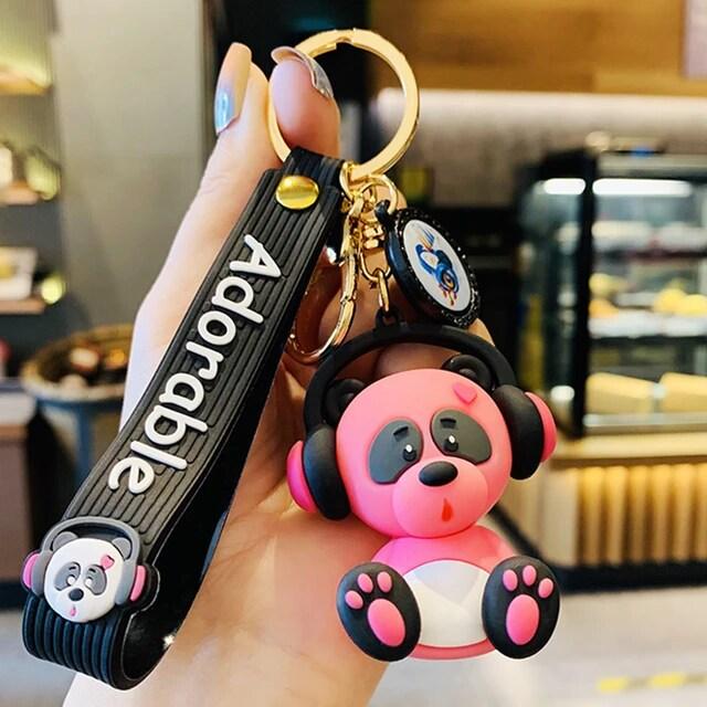 Panda Silicon Keychain With Bagcharm And Strap (Choose From Drop Down Menu) - ThePeppyStore