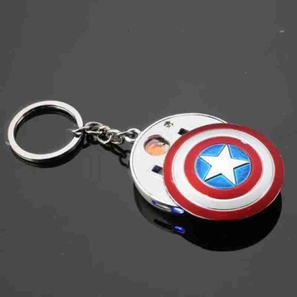 Captain America Shield Rechargable Windproof Flameless Lighter Keychain