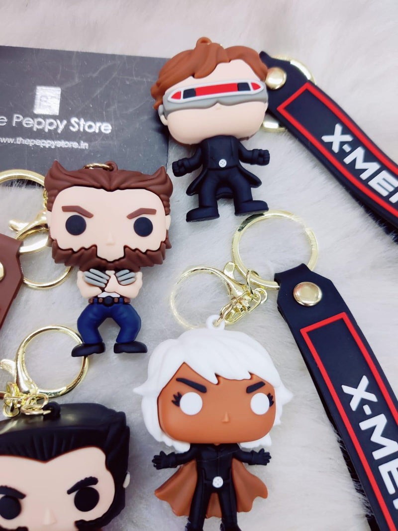 X-Men 3D Silicon Keychain With Bagcharm And Strap (Set of 6) - ThePeppyStore