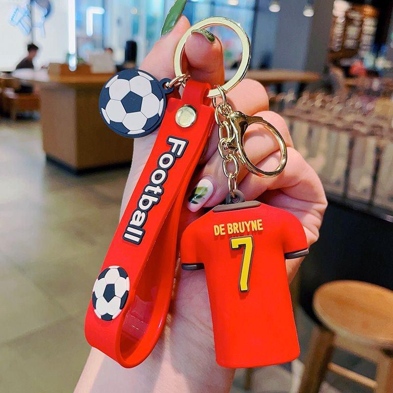 Football Player Jersey Silicon Keychains with Bagcharm and Strap (Select From Drop Down Menu) - ThePeppyStore