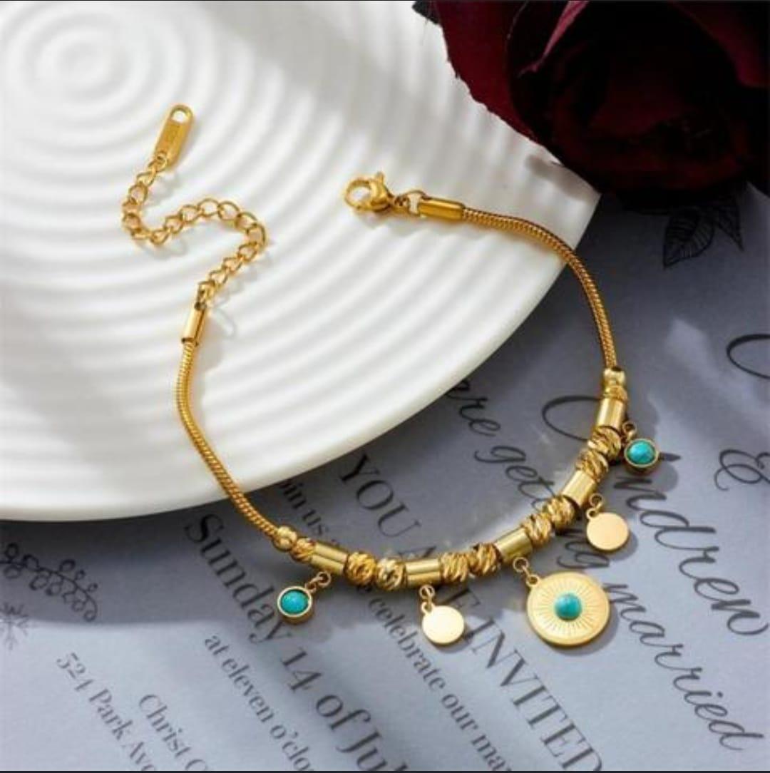 Turquoise Gem Azure Charm Bracelet - ThePeppyStore