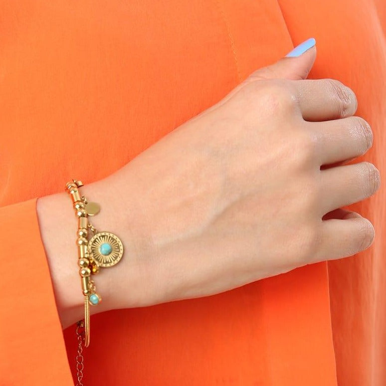 Turquoise Gem Azure Charm Bracelet - ThePeppyStore