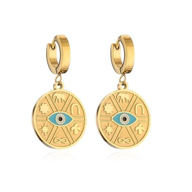 Symbolic Turkish Treasure Hoop Earrings