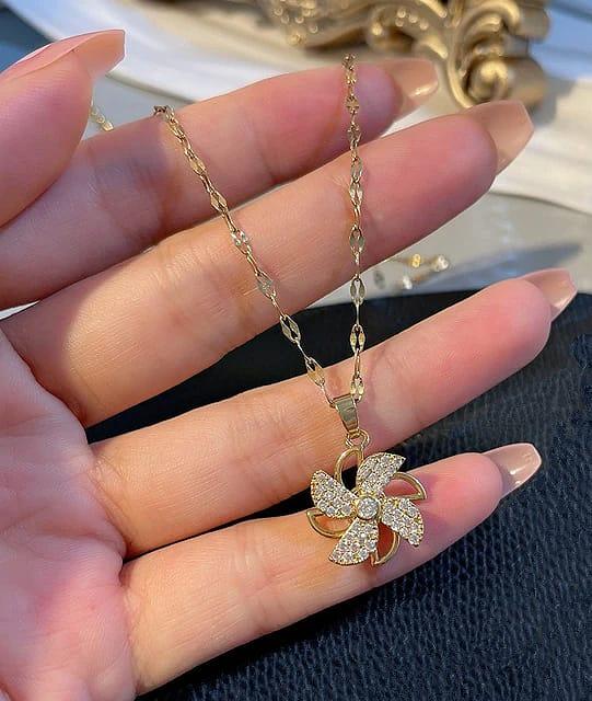 Sparkling Pinwheel Rotating Necklace - ThePeppyStore