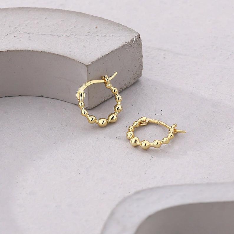 Charming Gold Beaded Hoops - ThePeppyStore