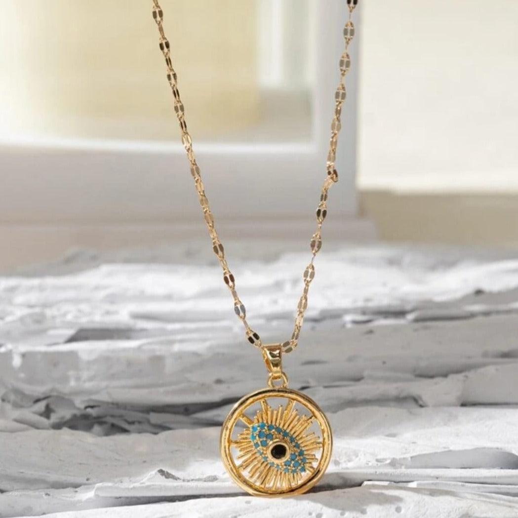 Turquoise Gaze Rotating Evil Eye Necklace - ThePeppyStore