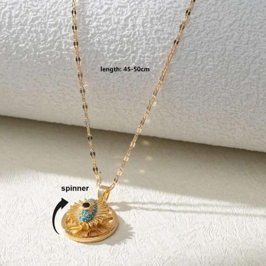 Turquoise Gaze Rotating Evil Eye Necklace - ThePeppyStore