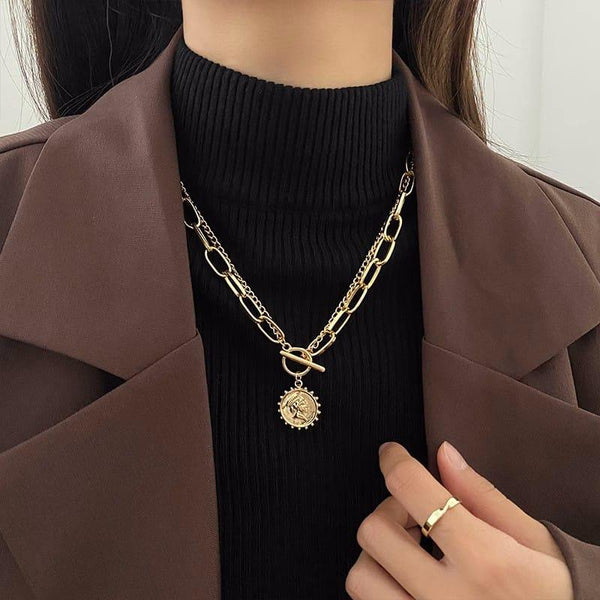 Queen Elizabeth Coin Layered Necklace - ThePeppyStore