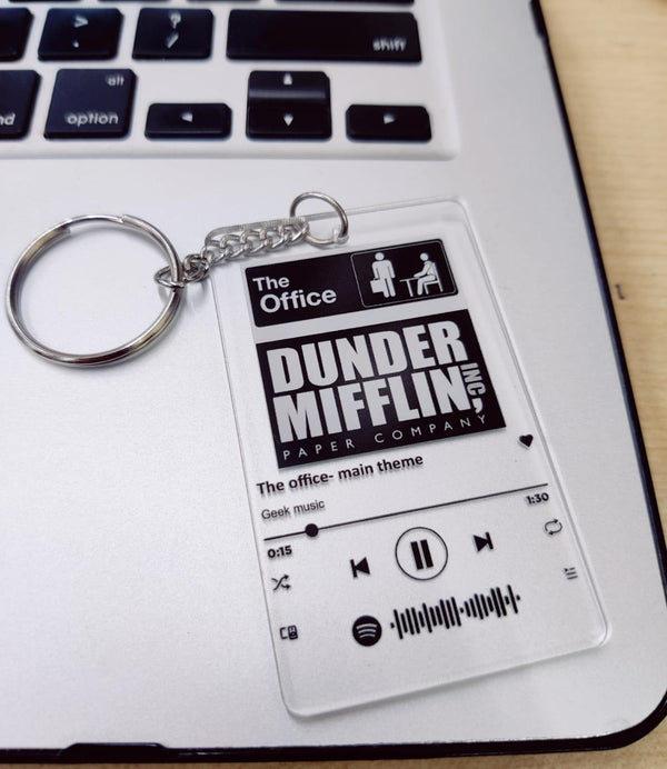 The Office Dunder Mifflin Acrylic Keychain With Scannable Barcode - ThePeppyStore