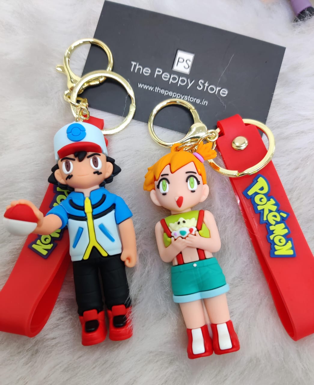 Pokemon Keychain 3D Silicon Keychains With Bagcharm and Strap (Set of 2)