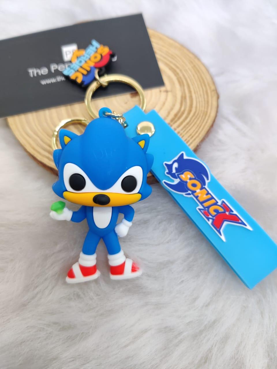 Sonic Silicon Keychain with Bag Charm and Strap (Select From Drop Down Menu) Blue