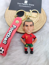 Ronaldo - Football Player Silicon Keychains with Bagcharm and Strap (Select From Drop Down Menu)