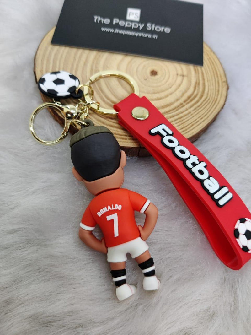 Ronaldo - Football Player Silicon Keychains with Bagcharm and Strap (Select From Drop Down Menu)