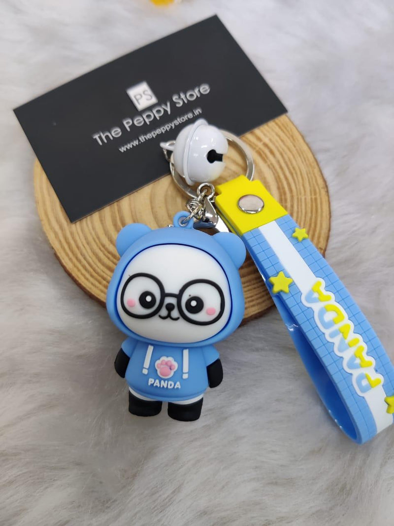 Panda Silicon Keychain With Bagcharm And Strap (Choose From Drop Down Menu)