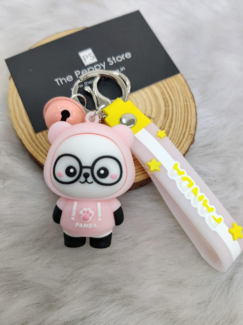 Panda Silicon Keychain With Bagcharm And Strap (Choose From Drop Down Menu) - ThePeppyStore