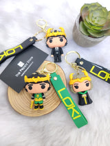 Loki 3D Keychain with Bagcharm And Strap (Select From Drop Down Menu)