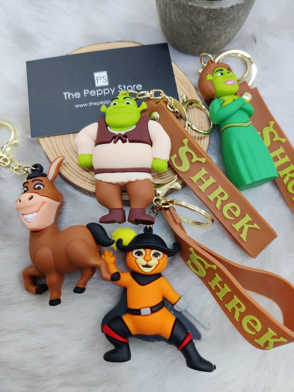 Shrek 3D Silicon Keychains With Bagcharm and Strap (Select From Drop Down) - ThePeppyStore