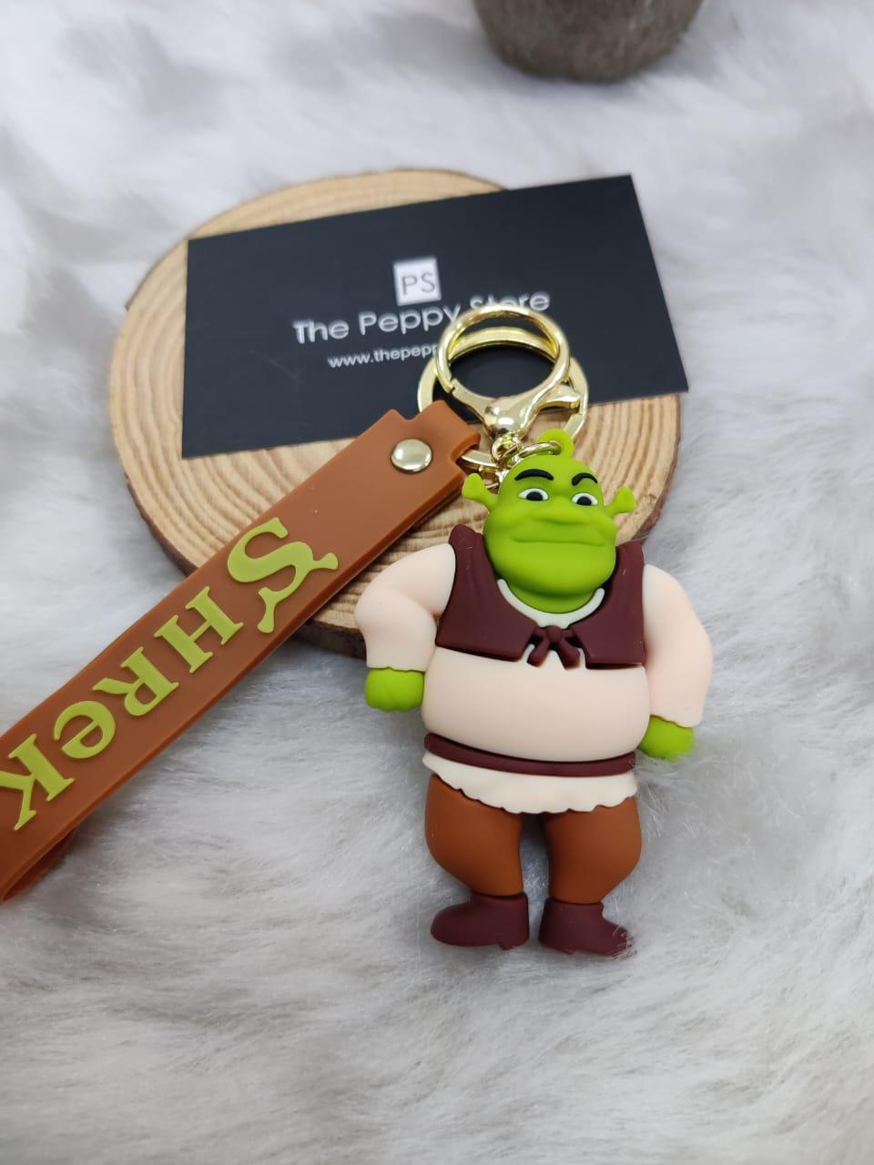 Shrek 3D Silicon Keychains With Bagcharm and Strap (Select From Drop Down) - ThePeppyStore