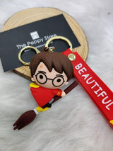 Harry Potter 3D Silicone Broom Figure Keychain With Bagcharm and Strap (Select From Drop Down Menu) - ThePeppyStore