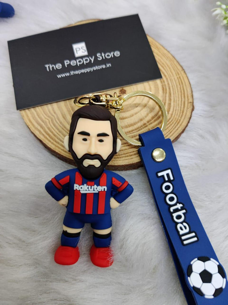 Messi - Football Player Silicon Keychains with Bagcharm and Strap (Select From Drop Down Menu)