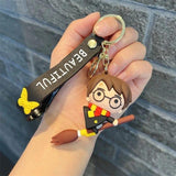 Harry Potter 3D Silicone Broom Figure Keychain With Bagcharm and Strap (Select From Drop Down Menu) - ThePeppyStore
