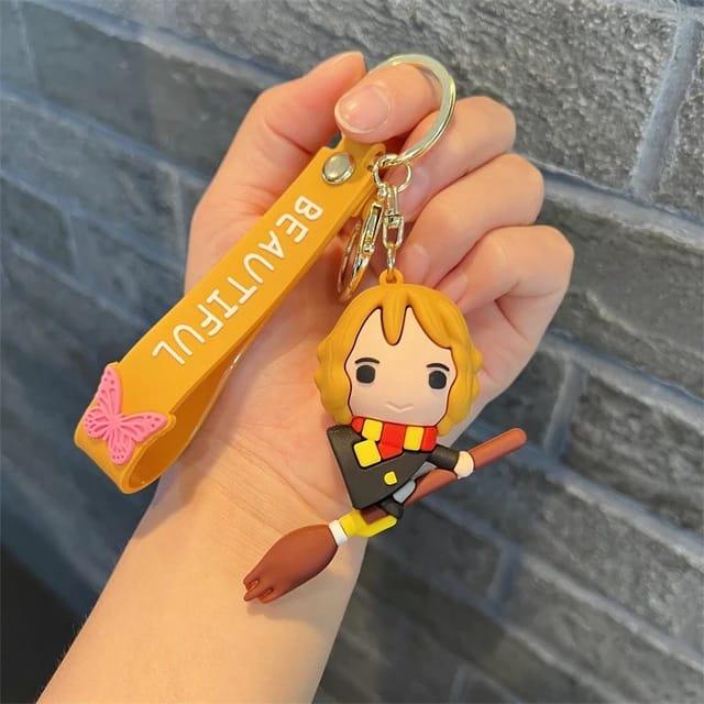 Harry Potter 3D Silicone Broom Figure Keychain With Bagcharm and Strap (Select From Drop Down Menu)
