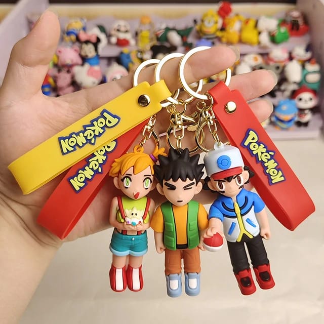 Pokemon Keychain 3D Silicon Keychains With Bagcharm and Strap (Set of 2)