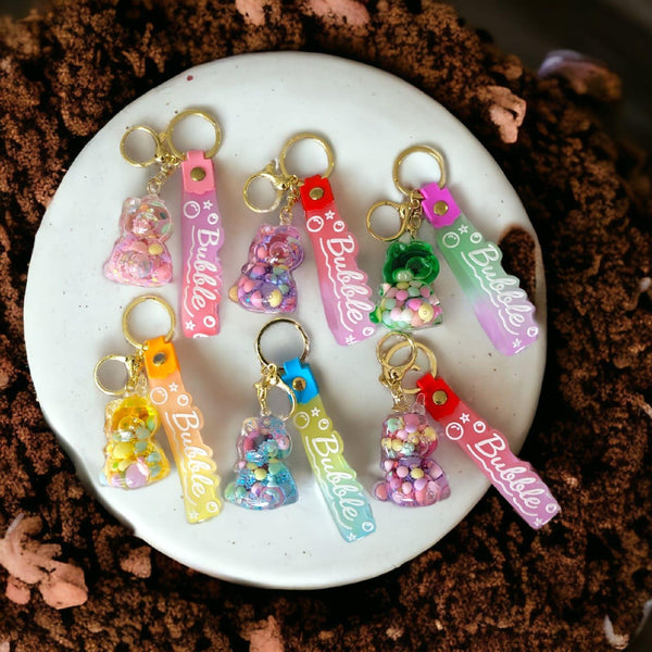 Unicorn Water Keychain With Bagcharm and Strap (Select From Drop Down Menu) - ThePeppyStore